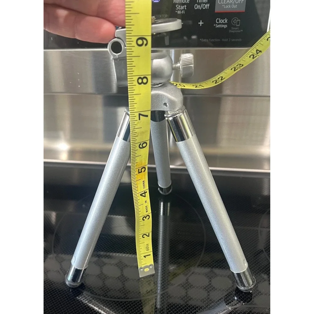 Silver Aluminum Tabletop Mini Tripod with 3-Way Pan Head and Handle